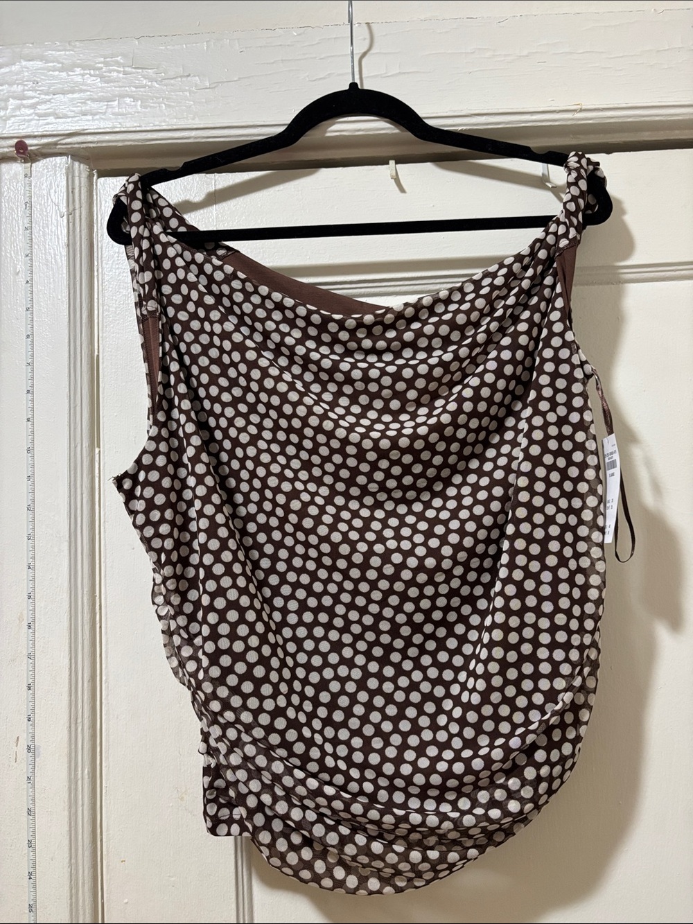 Abercrombie Asymmetrical Brown Polka Dot Draped Short Sleeve Tee